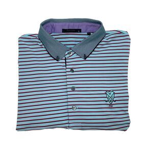 Greyson Golf Polo Shirt Mens Size XL Blue Pink Striped Performance Hop Meadow